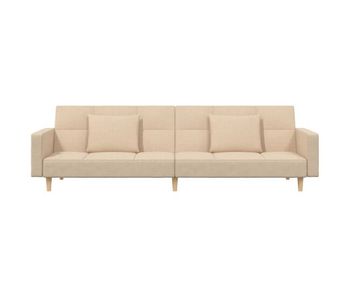 Vidaxl sofá cama de 2 plazas con dos almohadas tela color crema
