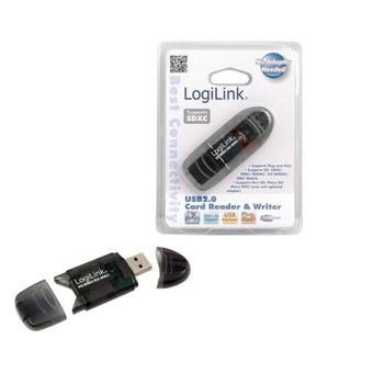Lector de tarjetas LogiLink USB 2.0 para SD/MMC Negro 480 Mbit/s