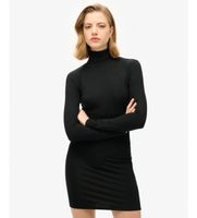 superdry para mujer w8011765a minivestido de cuello alto y manga larga negro m casual modal