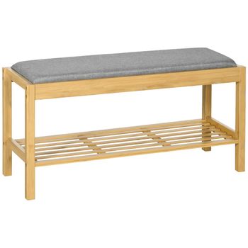 Banco zapatero 90x30x46 cm madera natural