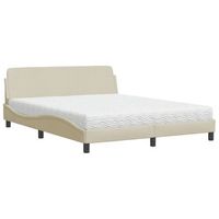 cama matrimonial  cama para adultos  cama con colchon de tela color crema 160x200 cm