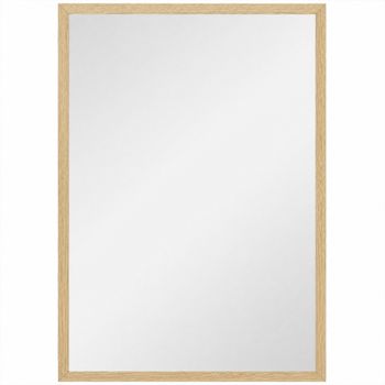HOMCOM Espejo de Baño 50x70 cm Espejo de Pared Decorativo para Salón Entrada Pasillo Horizontal o Vertical Natural