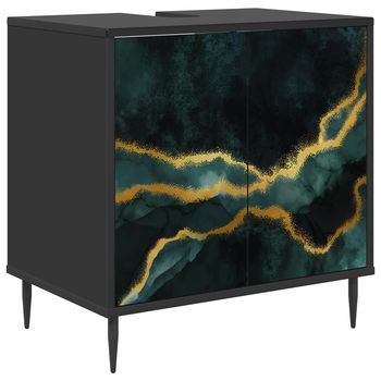 Mueble De Cuarto De Baño Wijhe Roble Negro 60 X 40 X 61 Cm Vidaxl