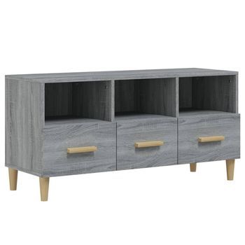 Mueble Tv | Mueble De Salón | Armario Tv Madera Contrachapada Gris Sonoma 102x36x50 Cm