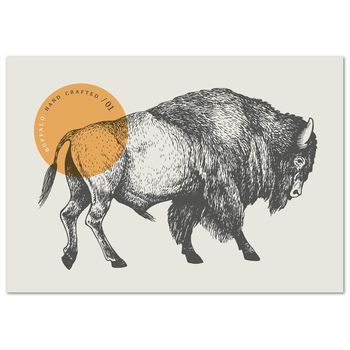 Panorama Cuadro De Aluminio Dibujo Buffalo Americano 100x70 Cm