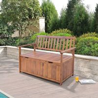 banco avenzzano con compartimento madera de acacia 130x60x88 cm - natural certificacion fsc encasa