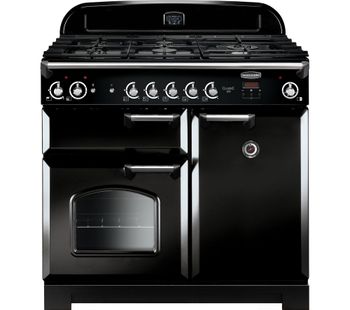 Rangemaster Classic 100 Gas Range Cooker - Black & Chrome, Black