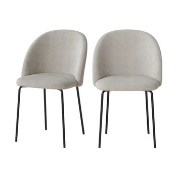 Set de 2 sillas en tejido bouclé beige