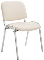 silla con patas de metal y asiento en simil cuero crema