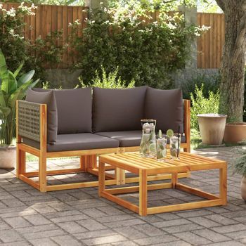 Sofás De Esquina Jardín Con Cojines 2 Uds | Conjunto Mueble Jardin Mesa Y Sillas Madera Maciza Acacia Cfw22974