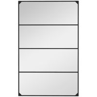 homcom espejo mural estilo ventana rectangular de estilo industrial horizontal o vertical con 4 ganchos en metal negro 109x69 cm   aosom espana