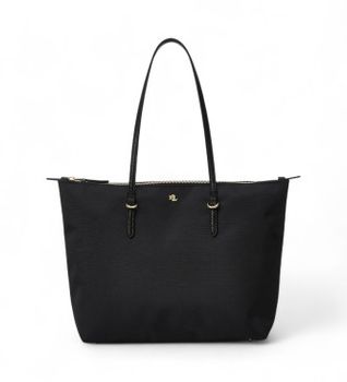 Lauren Ralph Lauren para mujer. 431916737002 Bolso tote Keaton mediano negro (OSFA), Casual, Poliéster