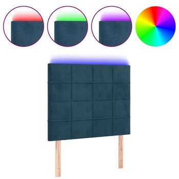 Cabecero，cabecero Cama，panel De Cabecera Con Luces Led Terciopelo Azul Oscuro 80x5x118/128 Cm