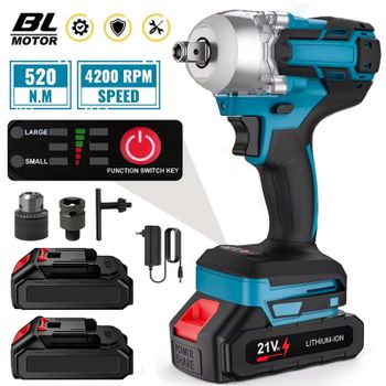 Llave de impacto eléctrica sin escobillas de 520 N.m, 1/2 pulgada, para batería Makita de 18 V, herramienta eléctrica inalámbrica con batería de iones de litio.