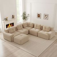 sofa modular beige de 5 plazas diseno esquinero asiento profundo y sin montaje