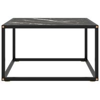 mesa de centro 60x60x35 cm vidrio y acero con recubrimiento en polvo - negro