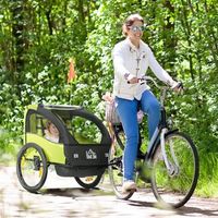 remolque de bicicleta para ninos 18 meses de 2 plazas verde homcom