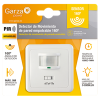garza power - detector de movimiento infrarrojo de pared empotrable angulo de deteccion 160 funcion interruptor blanco