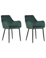 conjunto de 2 sillas de comedor  terciopelo verde oscuro