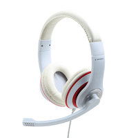 auriculares estereo gembird color blanco con aro rojo