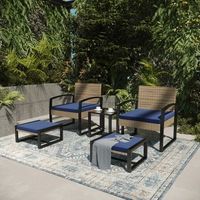 conjunto de muebles de jardin calvello 5 piezas acerocristal - azul y ratan casapro