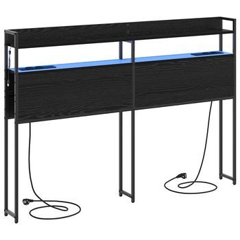 Cabecero，panel De Cabecero Con Almacenamiento Roble Negro Madera De Ingeniería