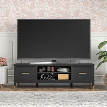 Mueble de tv con 2 puertas en efecto de madera negro