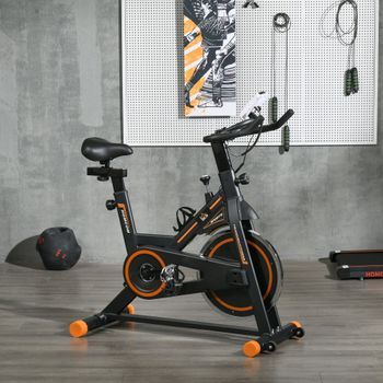 Bicicleta Estática Homcom Acero, 103x48x115 Cm, Negro Y Naranja
