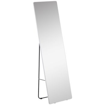HOMCOM Espejo de Pie Cuerpo Entero Marco de Aleación de Aluminio Estilo Moderno 45x37x158,5 cm Plata   Aosom España