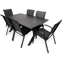 conjunto de exterior mesa jardin extensible 170 a 240 cm y 6 sillones apilables con respaldo de 96 cm aluminio color antracita 6 plazas juego de sillas y mesa para jardin comedor de terraza