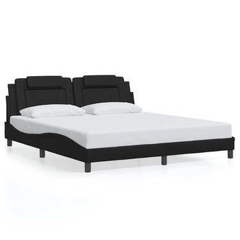 Estructura De Cama Viana Sin Colchón Cuero Sintético Negro 180x200 Cm Vidaxl