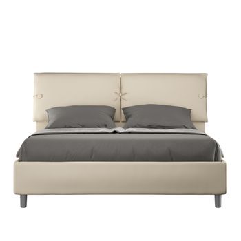 Cama Sin Somier Acolchada 160x190 Cuero Sintético Gris Paloma Sleeper