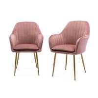 sillon de terciopelo con patas de metal set de 2 rosa viejo