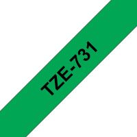 cinta para impresora de etiquetas brother tze 12mm negro sobre verde 8m