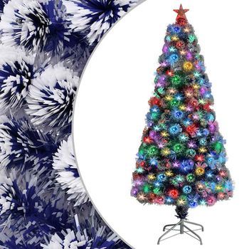 Árbol De Navidad Con Luces Fibra Óptica Blanco Y Azul 150 Cm Vidaxl
