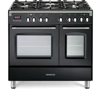 CK435BL 90 cm Dual Fuel Range Cooker - Black & Stainless Steel, Stainless Steel