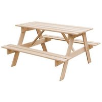mesa de picnic infantil - 90x90xa50 cm -para exterior o interior- set infantil de mesa y bancos de madera timbela m018-1