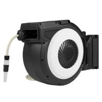 costway carrete de manguera de jardin retractil manguera de agua de 30 m con manguera de entrada de 2 m soporte giratorio de 180 boquilla negro