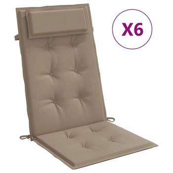 Cojines De Silla Con Respaldo Alto 6 Unidades Tela Oxford Gris Taupe