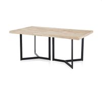 mesa de comedor fija con patas metalicas 180x100 cm negro roble
