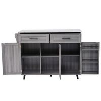 carrito de cocina con ruedas e isla de cocina extensible almacenaje en puertas 129x71x915cm mdf gris y blanco