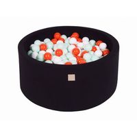 meowbaby piscina de bolas round seca para ninos negro  naranjablancomenta 300 pcs 90x40cm