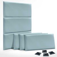 dhome juego de 6 paneles tapizados de polipiel premium pack autoadhesivos para pared acusticos absorbentes proteccion celeste 60x50cm x6