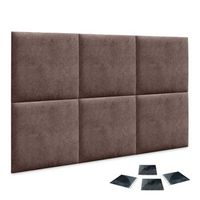 dhome juego de 6 paneles tapizados de tela autoadhesivos para pared acusticos absorbentes proteccion impactos cabeceros marron chocolate 50x50cmx6