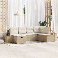 juego de sofas de jardin de 6 piezas con cojines beige ratan poliester v8369 unico  beige