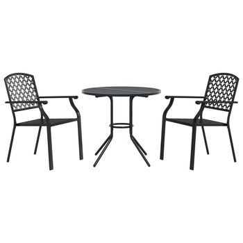 Pack 3 Uds Sillas Jardín | Silla De Exterior | Sillón Apilables Acero Recubrimiento Polvo Gris