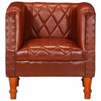 sillon de salon  silla  sillon de cuero de cabra autentico marron