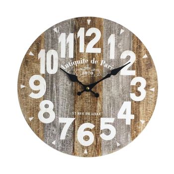 Reloj de madera estilo vintage blanco y marrón d. 33,8 cm