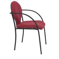 pack de 2 sillas confidente ergonomica con brazos fijos incorporados apilable y estructura en color negro  asiento y respaldo tapizados en tejido bali color granate piqueras y crespo modelo hellin