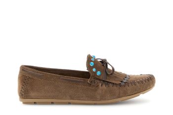 mocasines de ante con flecos taupe 39